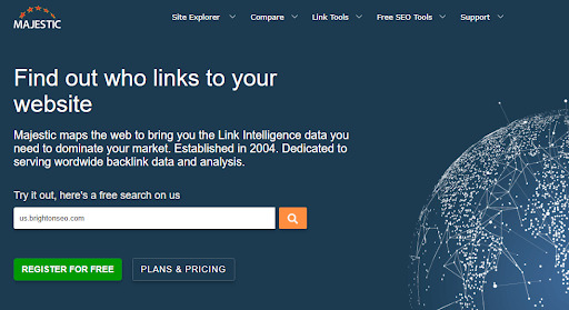 Majestic SEO tool to track backlinks
