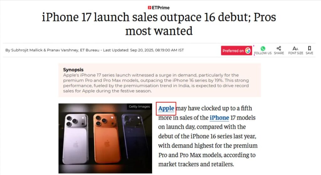 example of Linked brand mentions