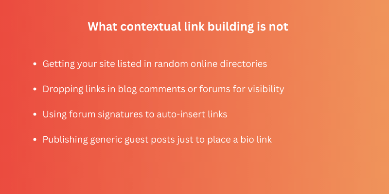 What Contextual Link Building is not
