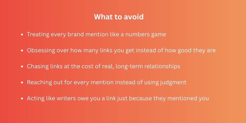 What to avoid