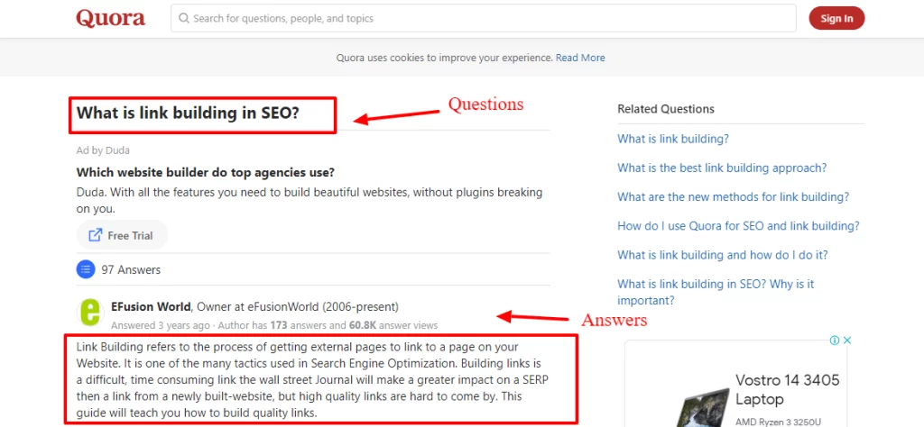 Question & Answer for link building
