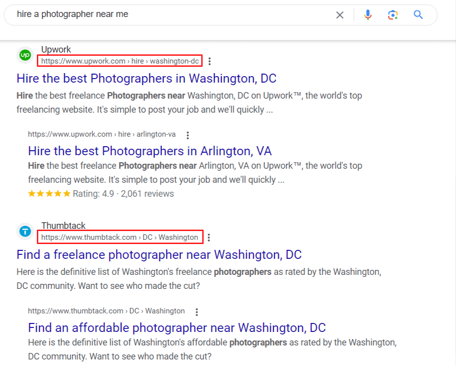 optimize URL structure for photographer SEO