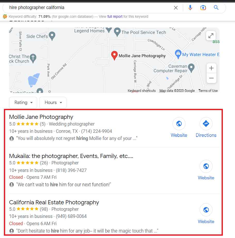 local seo for photography websites 