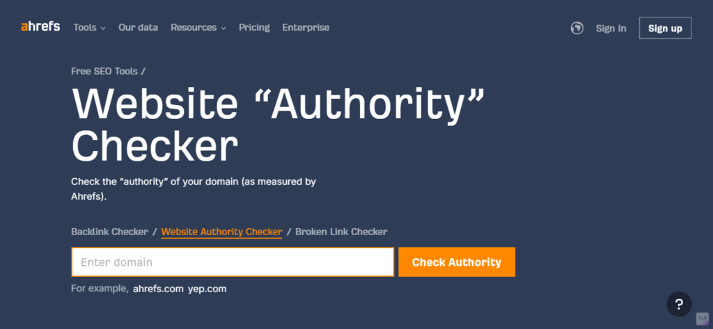 ahrefs domain authority checker tool