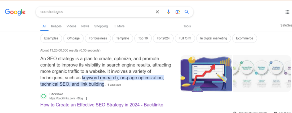 Search “SEO Strategies” on Google 