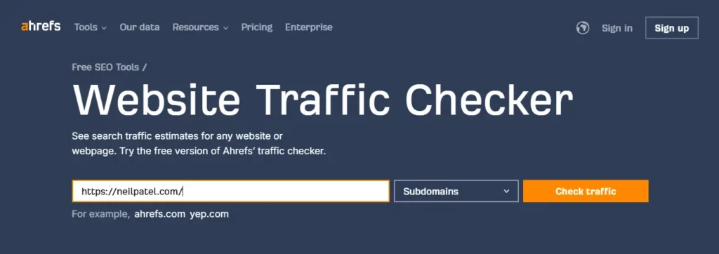 ahrefs traffic checker tool