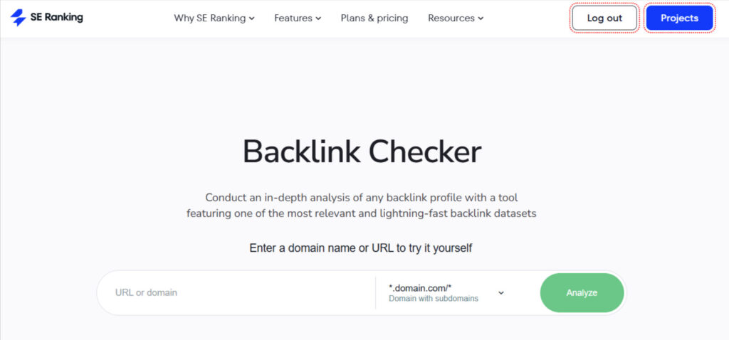 SE Ranking Backlink checking Tool
