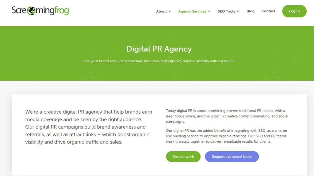 screaming frog digital pr agency