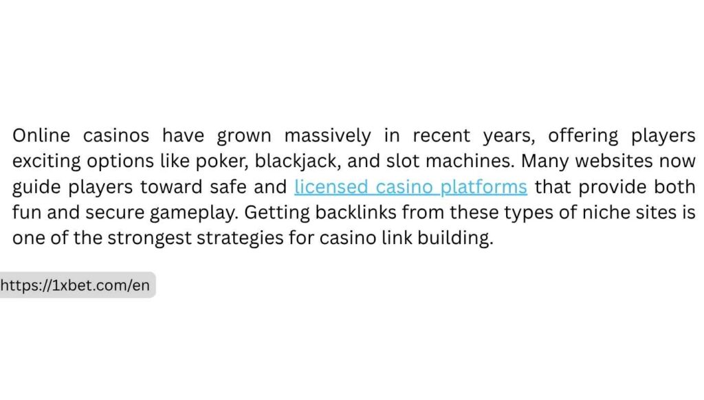 example of casino link building